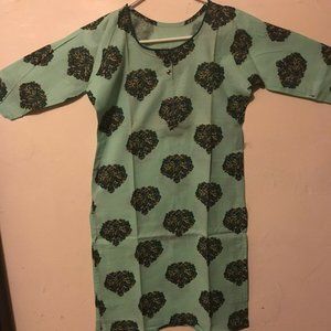 Indian kurti top with prints - light blue color